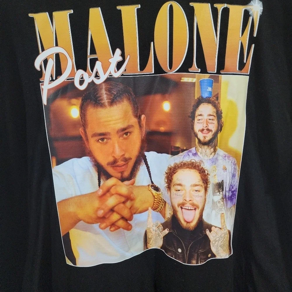 Post‎ Malone Graphic T-Shirt Black Banana Republic Mens L Tall Hip Hop Rap Tee